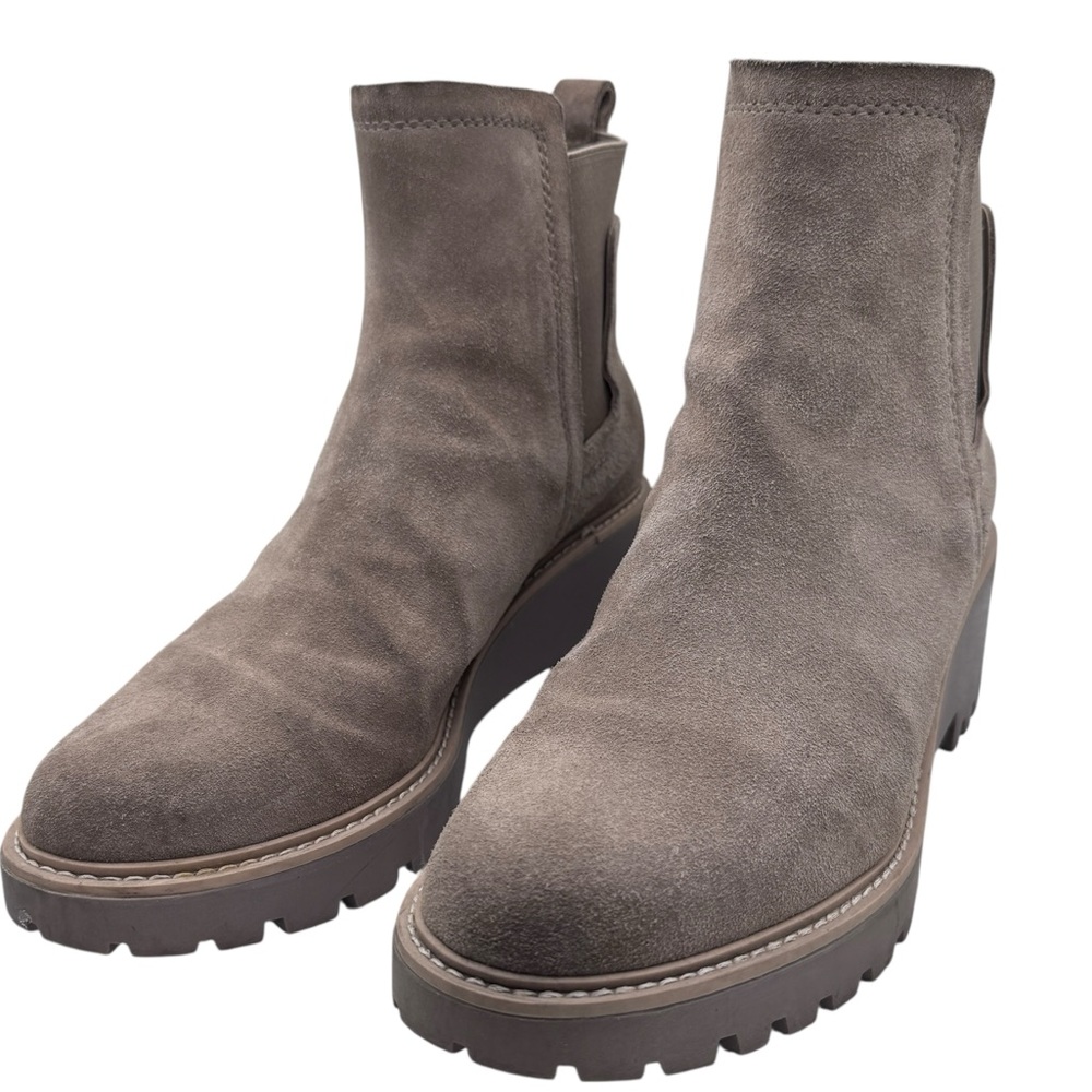 Dolce Vita Haily Women's Tan Suede Pull-On Platform Ankle Boots - Size 9.5